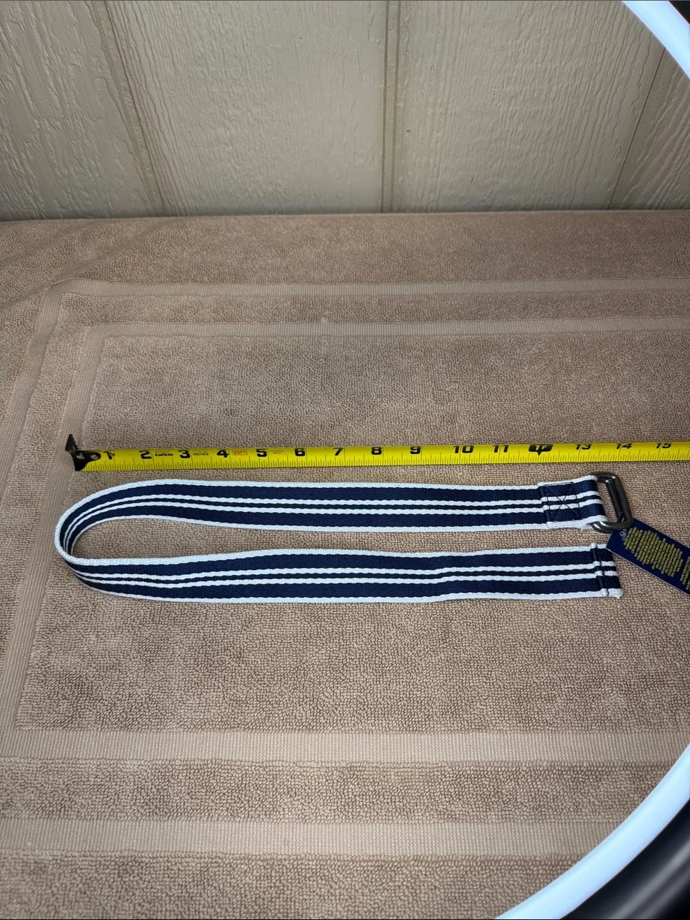 Polo Ralph Lauren Kids Navy White Striped Canvas Web D-Ring Belt Preppy 8-10